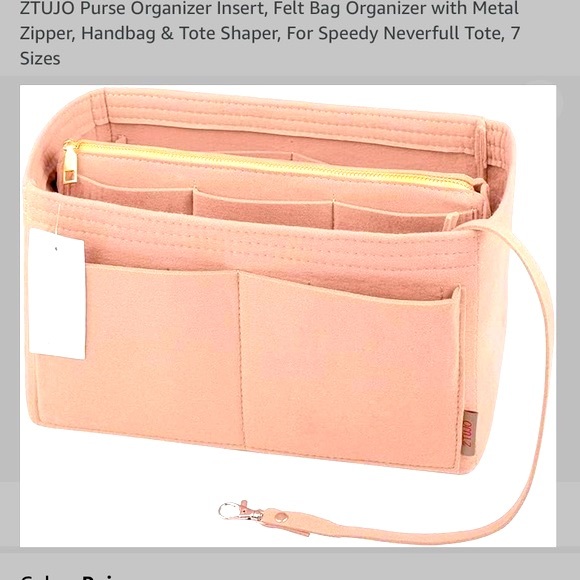 Purse Organizer Insert, Felt Bag Organizer with Metal Zipper - Picture 1 of 9